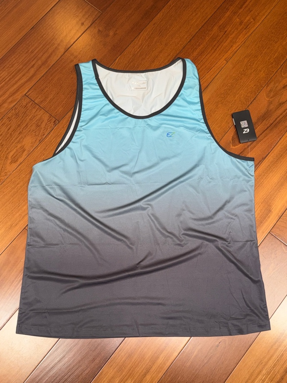 Men's Gradient Athletic Tank Top - Aqua to Charcoal